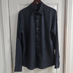 DKNY Men's Charcoal Textured Button Down Shirt